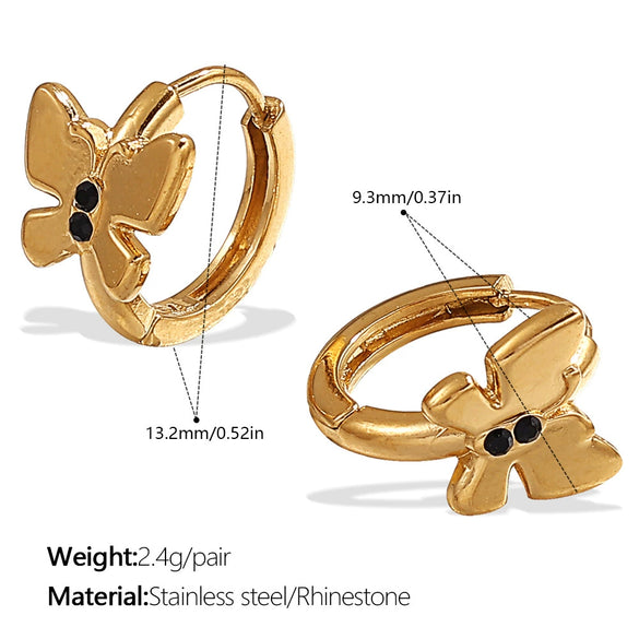 Wholesale 316L Stainless Steel Fashion Butterfly Bunny Pattern Electroplated Gold Earrings For Women