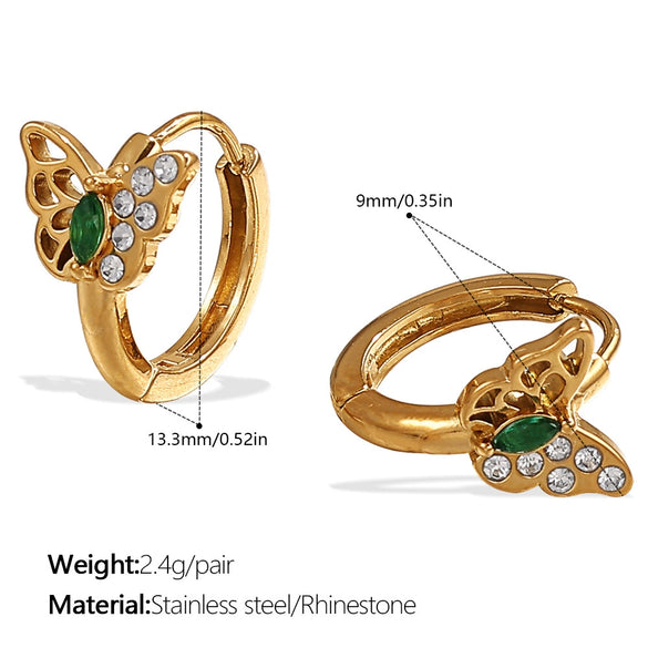 Wholesale 316L Stainless Steel Fashion Butterfly Bunny Pattern Electroplated Gold Earrings For Women