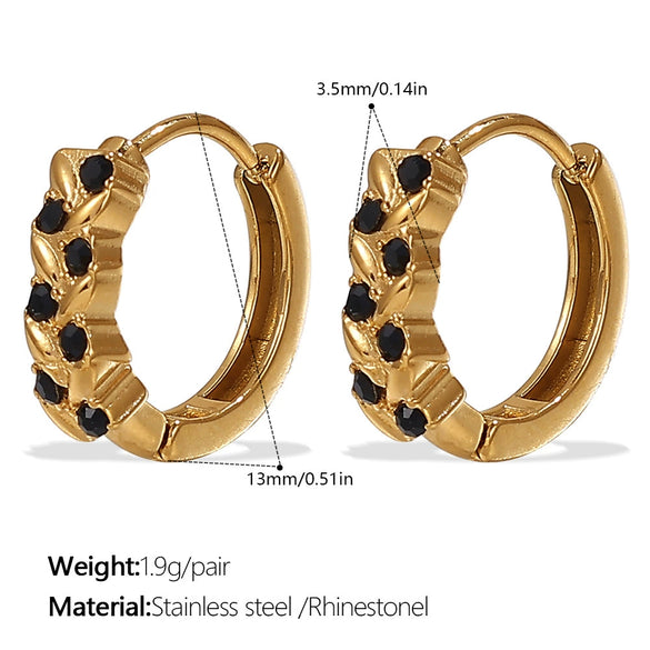 Wholesale 316L Stainless Steel Fashion Earrings Electroplated 18K Gold Inlaid With Rhinestones For Women