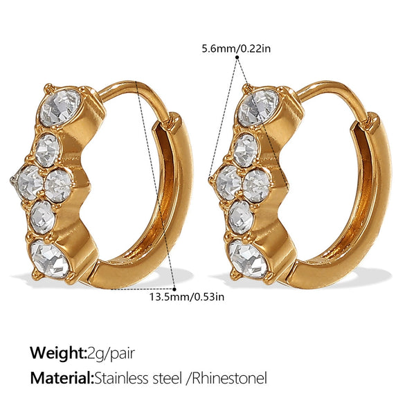 Wholesale 316L Stainless Steel Fashion Earrings Electroplated 18K Gold Inlaid With Rhinestones For Women