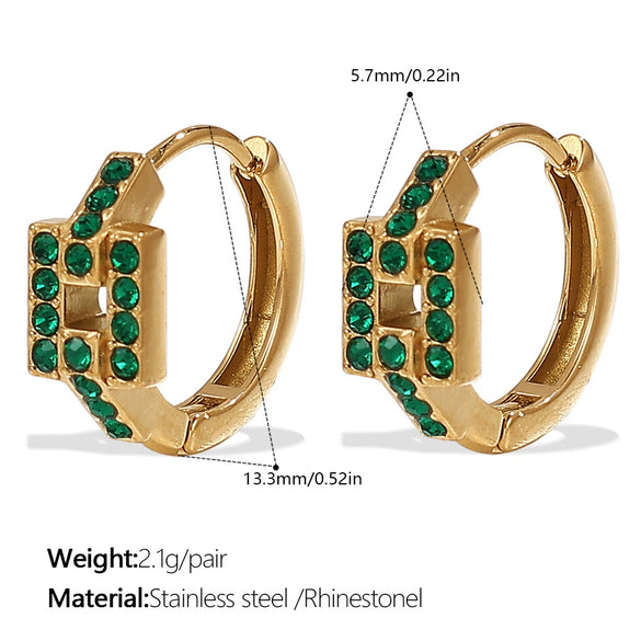 Wholesale 316L Stainless Steel Fashion Earrings Electroplated 18K Gold Inlaid With Rhinestones For Women