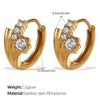 Wholesale 316L Stainless Steel Fashion Earrings Electroplated 18K Gold Inlaid With Rhinestones For Women