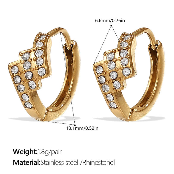 Wholesale 316L Stainless Steel Fashion Earrings Electroplated 18K Gold Inlaid With Rhinestones For Women