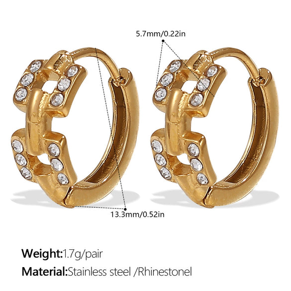 Wholesale 316L Stainless Steel Fashion Earrings Electroplated 18K Gold Inlaid With Rhinestones For Women