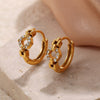 Wholesale 316L Stainless Steel Fashion Earrings Electroplated 18K Gold Inlaid With Rhinestones For Women
