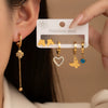 Wholesale Titanium Steel Fashion Elegant Geometric Heart Bow Flower Tassel Butterfly Earrings For Women With Electroplating