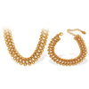 Wholesale 316L Stainless Steel Fashion Exaggerated Thick Necklace And Bracelet Set With Hollow Chain Design And Electroplating Treatment