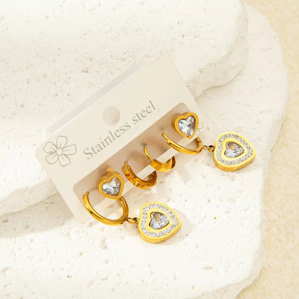 Wholesale Titanium Steel Fashion Geometric Sun And Star Earrings Set With Electroplating For Women