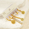 Wholesale Titanium Steel Fashion Geometric Sun And Star Earrings Set With Electroplating For Women