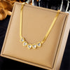 Wholesale Titanium Steel Fashion Retro Cold Style Goldplated Clavicle Chain With Diamond Heart Eightpointed Star Pendant Necklace For Women