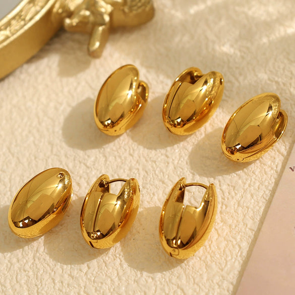 Wholesale 316L Stainless Steel Fashion Retro Earrings With Electroplating Treatment And Melon Seed Buckles For Women