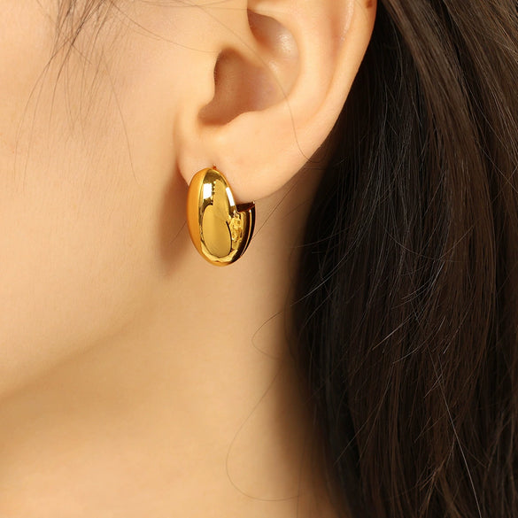 Wholesale 316L Stainless Steel Fashion Retro Earrings With Electroplating Treatment And Melon Seed Buckles For Women