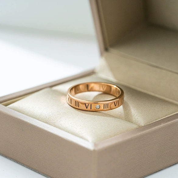 Wholesale Titanium Steel Fashion Ring With Roman Numerals And Letters Electroplated For Women