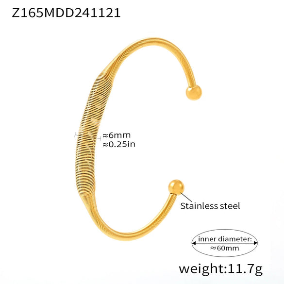 Wholesale 316L Stainless Steel Fashion Simple Spiral Pattern Women's Electroplating Bracelet