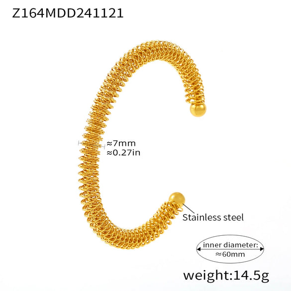Wholesale 316L Stainless Steel Fashion Simple Spiral Pattern Women's Electroplating Bracelet