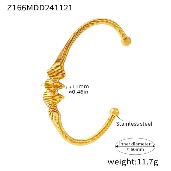 Wholesale 316L Stainless Steel Fashion Simple Spiral Pattern Women's Electroplating Bracelet