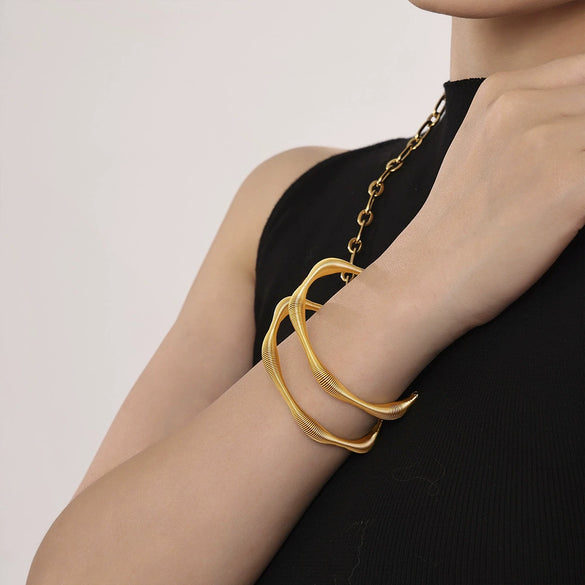 Wholesale 316L Stainless Steel Fashion Simple Spiral Pattern Women's Electroplating Bracelet