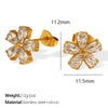 Wholesale 316L Stainless Steel Fashion Simple Temperament Inlaid Transparent Diamond Flower Earrings With Electroplating For Women