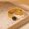 Wholesale Titanium Steel Feather Ring Inlaid With Natural Stone Retro Light Luxury Electroplated Diamond Pattern For Women
