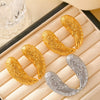 Wholesale 316L Stainless Steel Feather Wings Texture Exaggerated Vintage Design Electroplated 18K Real Gold Women's Earrings