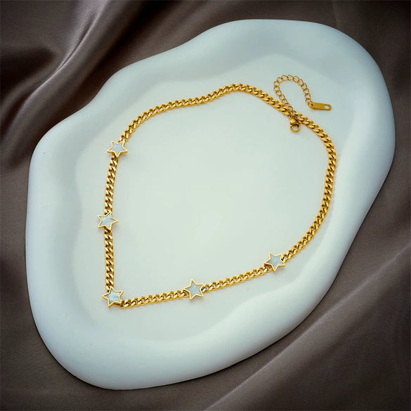 Wholesale Titanium Steel Fivepointed Star Chain Jewelry Electroplated Clavicle Necklace For Women