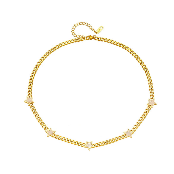 Wholesale Titanium Steel Fivepointed Star Chain Jewelry Electroplated Clavicle Necklace For Women