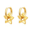 Wholesale Titanium Steel Fivepointed Star Pendant Earrings For Women Gold Plated Simple Allmatch