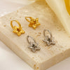 Wholesale Titanium Steel Fivepointed Star Pendant Earrings For Women Gold Plated Simple Allmatch