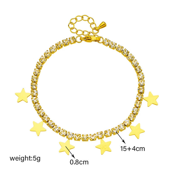 Wholesale Titanium Steel Fivepointed Star Pendant Jewelry Electroplated Simple Niche Creative Row Diamond Chain For Women