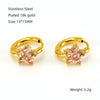Wholesale Titanium Steel Flower Design Electroplated Zircon Women's Earrings
