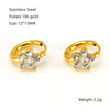 Wholesale Titanium Steel Flower Design Electroplated Zircon Women's Earrings