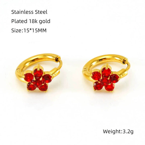 Wholesale Titanium Steel Flower Design Electroplated Zircon Women's Earrings