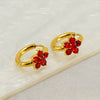 Wholesale Titanium Steel Flower Design Electroplated Zircon Women's Earrings