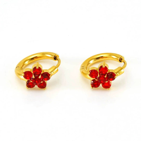 Wholesale Titanium Steel Flower Design Electroplated Zircon Women's Earrings