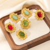 Wholesale Titanium Steel Flower Diamond Elegant Vintage Women's Earrings With Electroplating