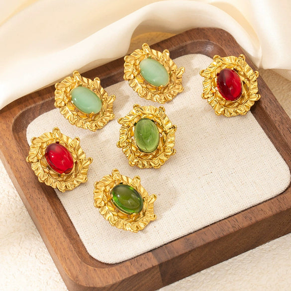 Wholesale Titanium Steel Flower Diamond Elegant Vintage Women's Earrings With Electroplating