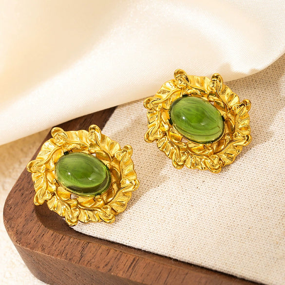 Wholesale Titanium Steel Flower Diamond Elegant Vintage Women's Earrings With Electroplating