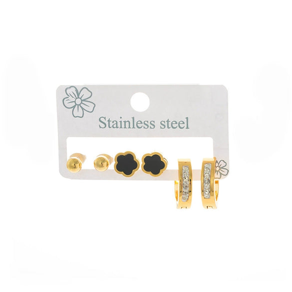Wholesale Titanium Steel Flower Hoop Zircon Earrings For Women Electroplated Simple Niche Design Light Luxury