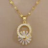 Wholesale Titanium Steel Flower Micro Inlaid Necklace And Earrings Set With Electroplating For Women