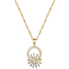 Wholesale Titanium Steel Flower Micro Inlaid Necklace And Earrings Set With Electroplating For Women