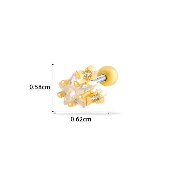 Wholesale Titanium Steel Flower Pattern Electroplated Women's Cartilage Earrings