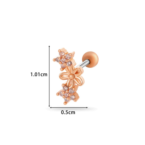 Wholesale Titanium Steel Flower Pattern Electroplated Women's Cartilage Earrings