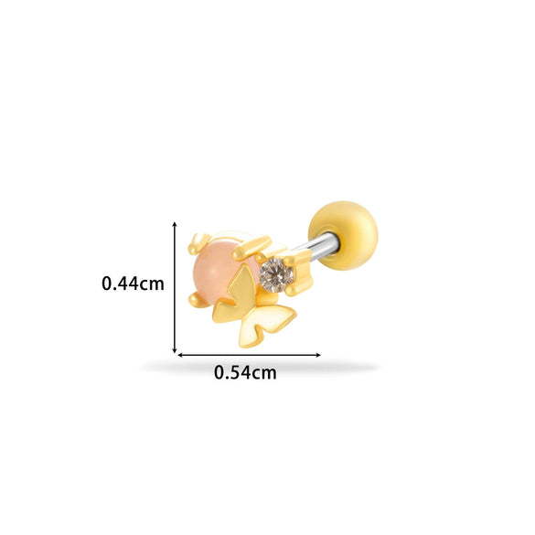 Wholesale Titanium Steel Flower Pattern Electroplated Women's Cartilage Earrings