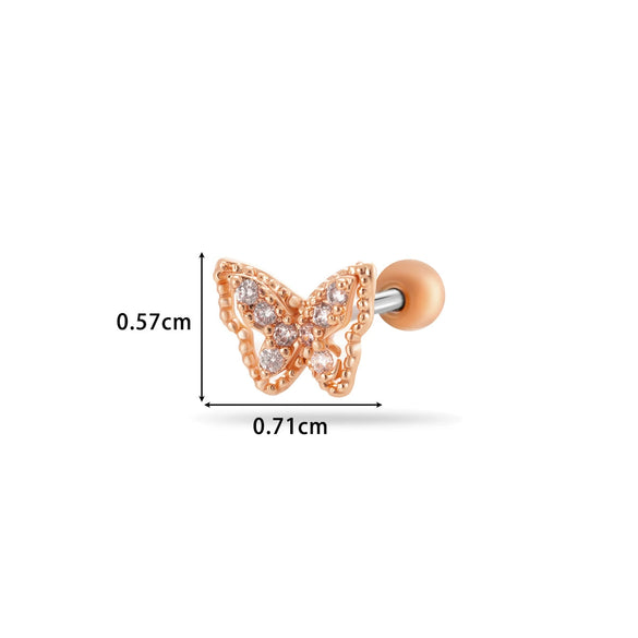 Wholesale Titanium Steel Flower Pattern Electroplated Women's Cartilage Earrings