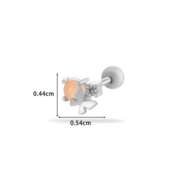 Wholesale Titanium Steel Flower Pattern Electroplated Women's Cartilage Earrings