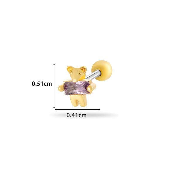 Wholesale Titanium Steel Flower Pattern Electroplated Women's Cartilage Earrings