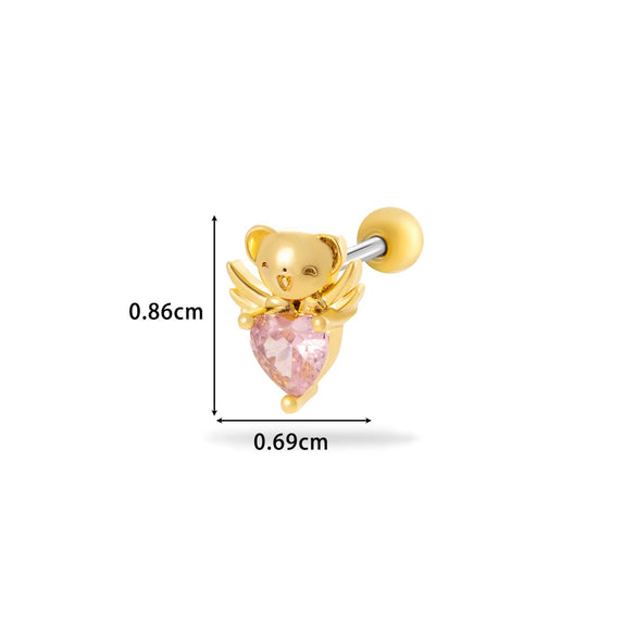 Wholesale Titanium Steel Flower Pattern Electroplated Women's Cartilage Earrings