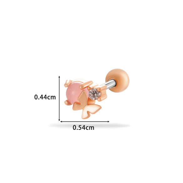 Wholesale Titanium Steel Flower Pattern Electroplated Women's Cartilage Earrings