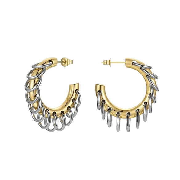 Wholesale Titanium Steel Flower Pattern Vintage Style Electroplated Earrings For Women