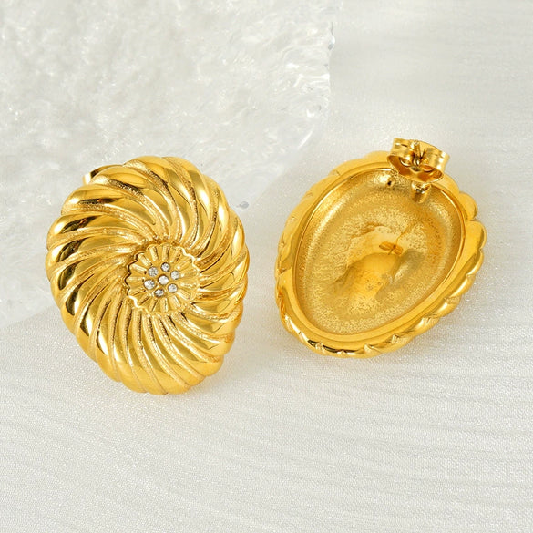 Wholesale Titanium Steel Flower Retro Fashion Electroplated Earrings For Women
